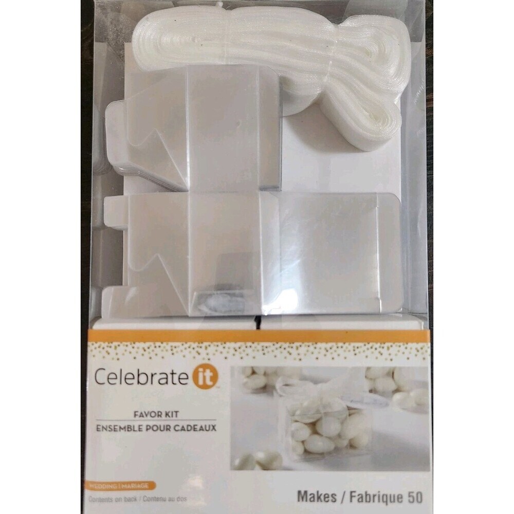 Celebrate It Favor Kit 50 Pc Wedding Celebration Boxes Ribbons & Thank You Tags